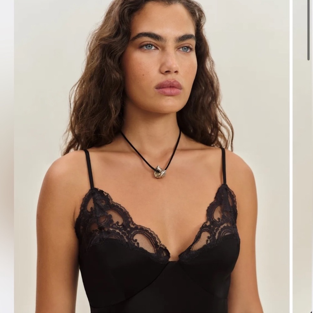 Reformation Soleil Satin Top Black - Size 6